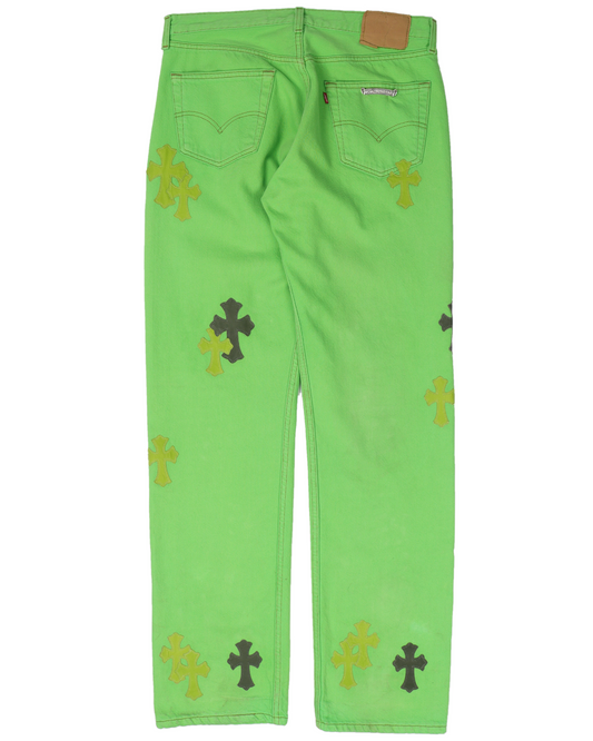 Levi's Cross Patch Denim Sex Records Neon Green