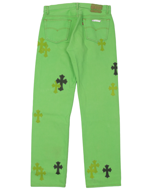Levi's Cross Patch Denim Sex Records Neon Green