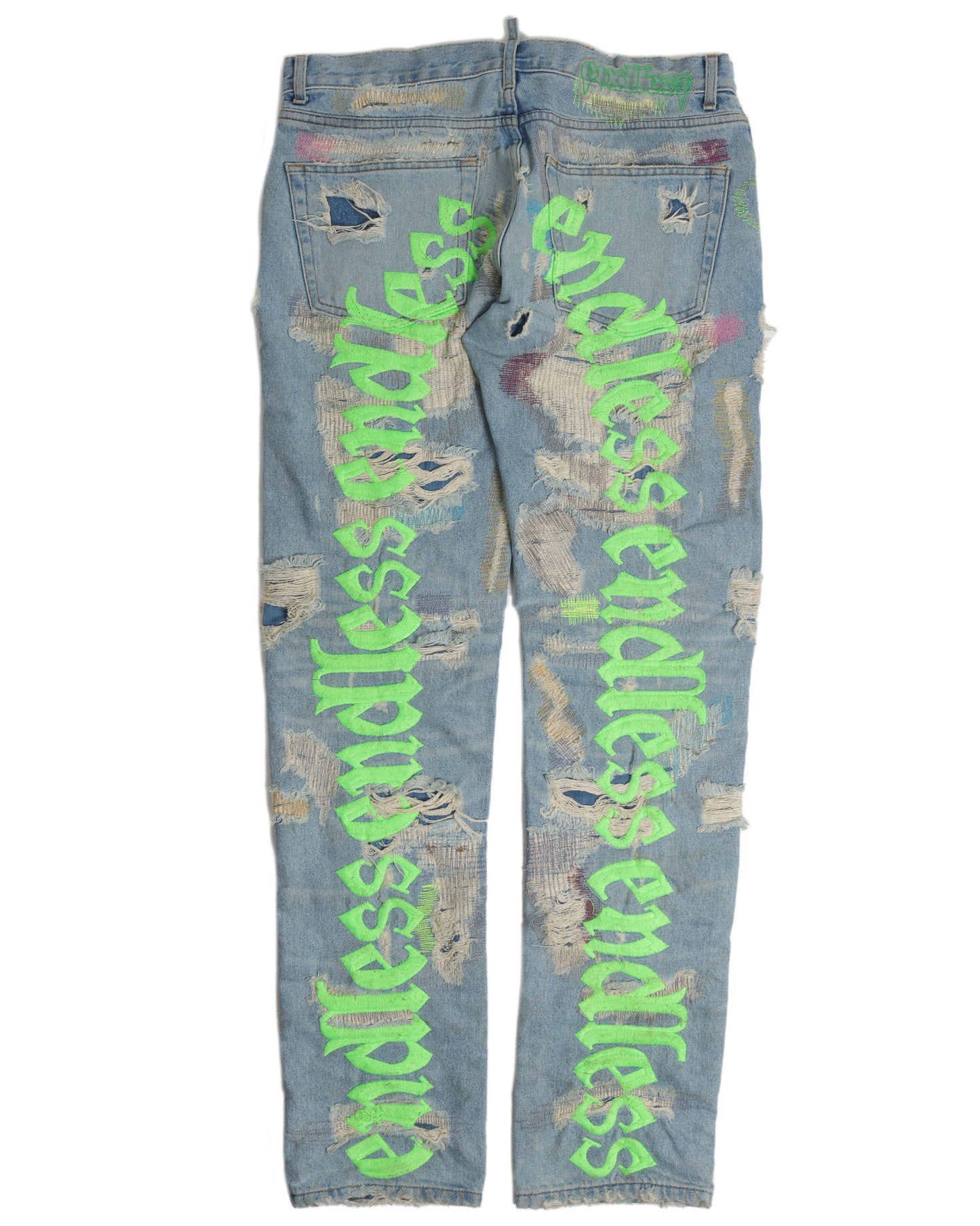 Distressed Embroidered Denim