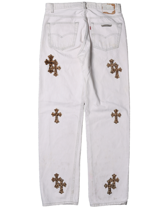 Levi's White Leopard Cross Patch Denim