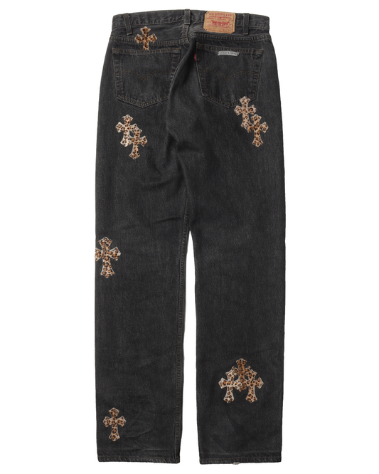 Black Jeans Leopard Crosses