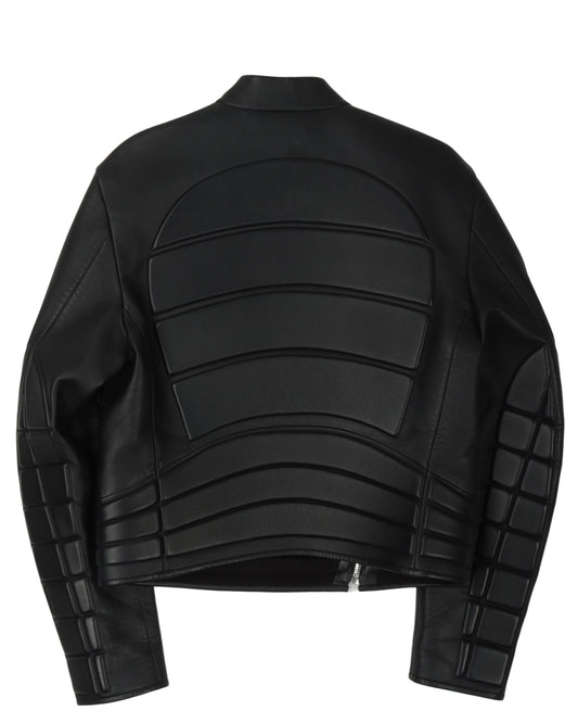 FW19 Runway Padded Leather Biker Jacket
