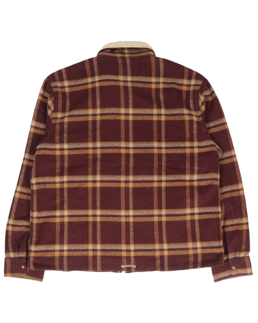 Sherpa Collar Zip-Up Flannel Jacket