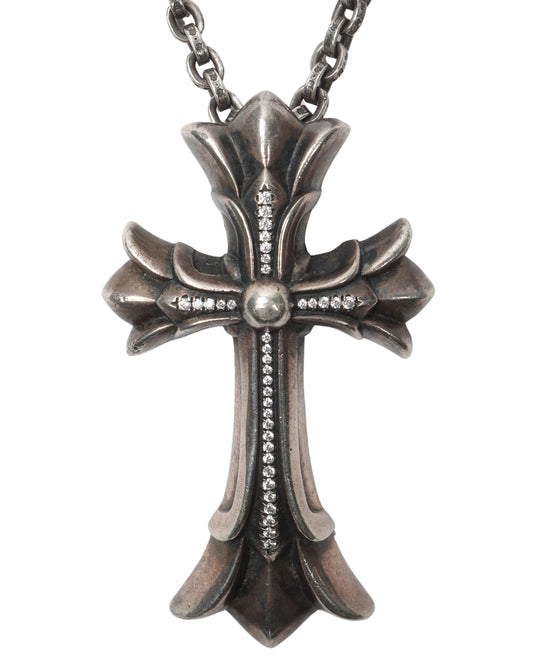 Diamond Embellished Cross Pendant w/ Chain