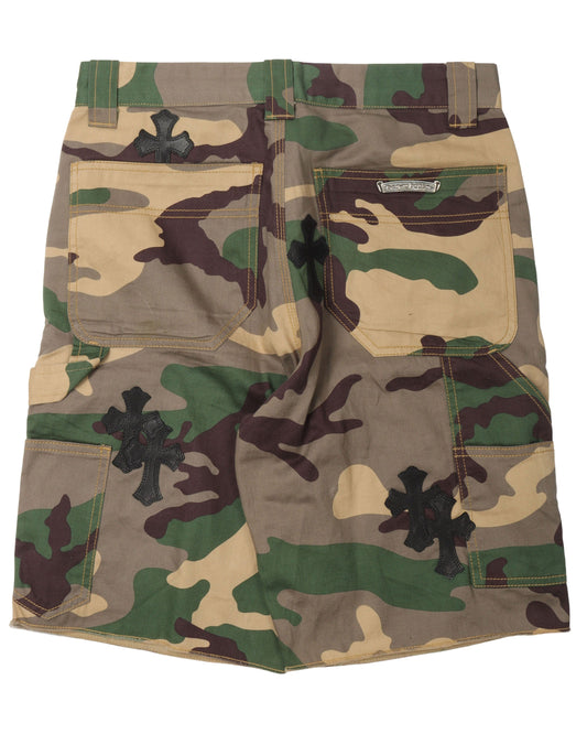Sex Records Camo Leather Cross Shorts