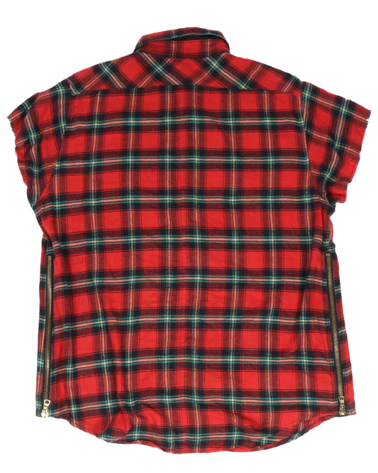 Cut Sleeve Flannel Shirt