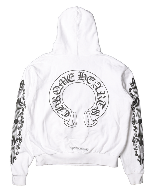 White Horseshoe Logo Hoodie