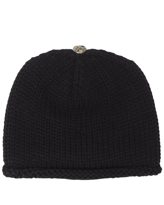 Knit Leather Cross Beanie
