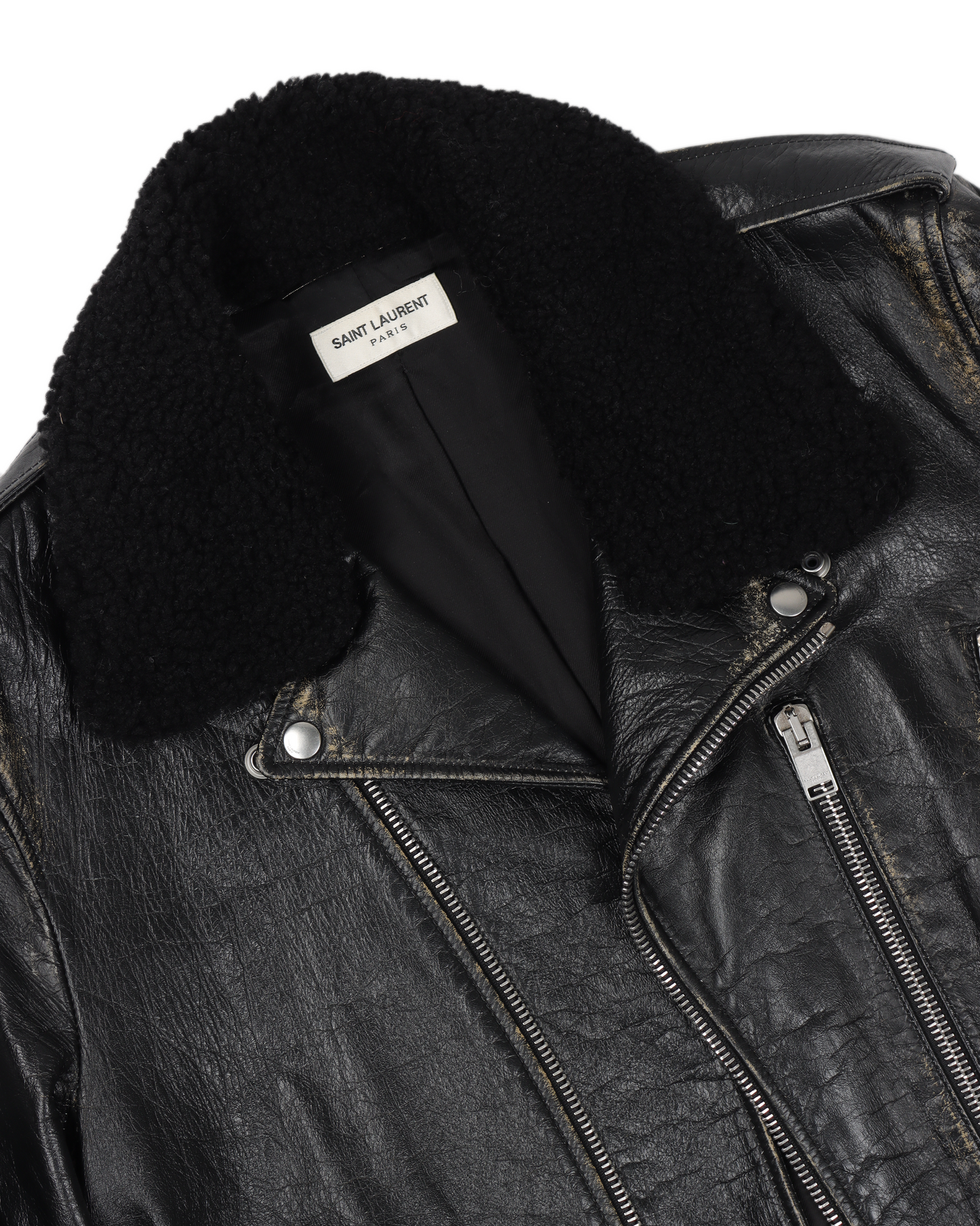 FW16 Distressed Black Shearling L17