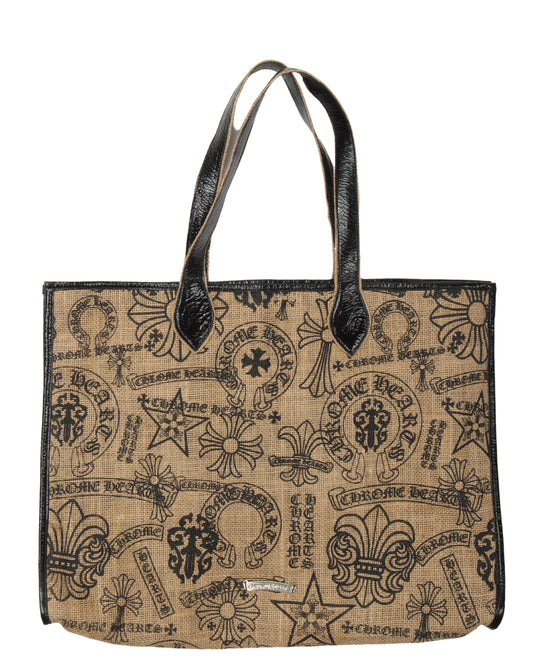 Stencil Straw Tote Bag