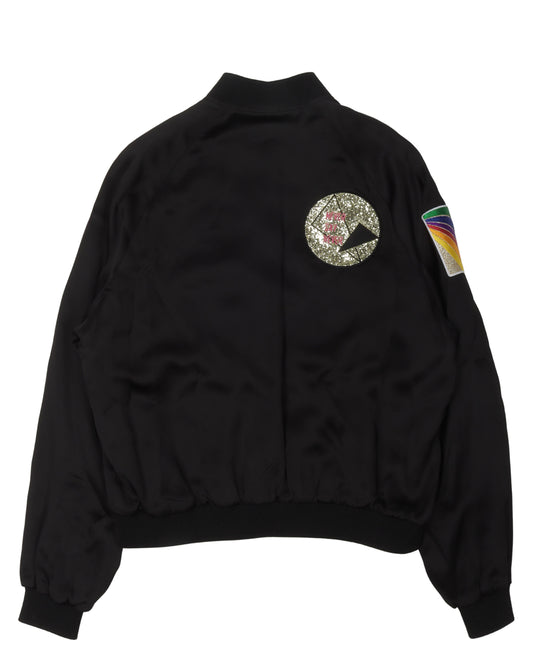 Glitter Patch Viscose Bomber Jacket