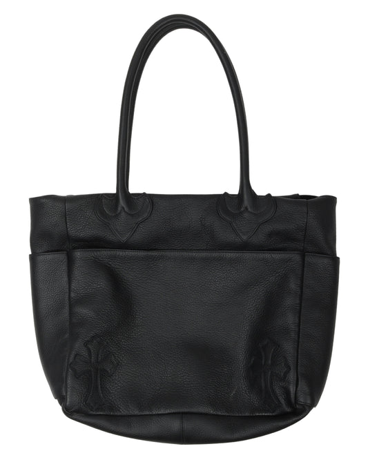 Leather Cross Patch Tote Bag