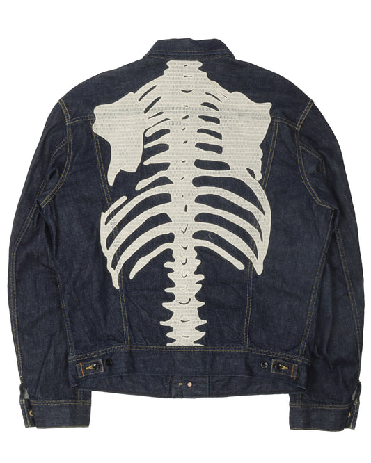 Denim Skeleton Embroidered Jacket