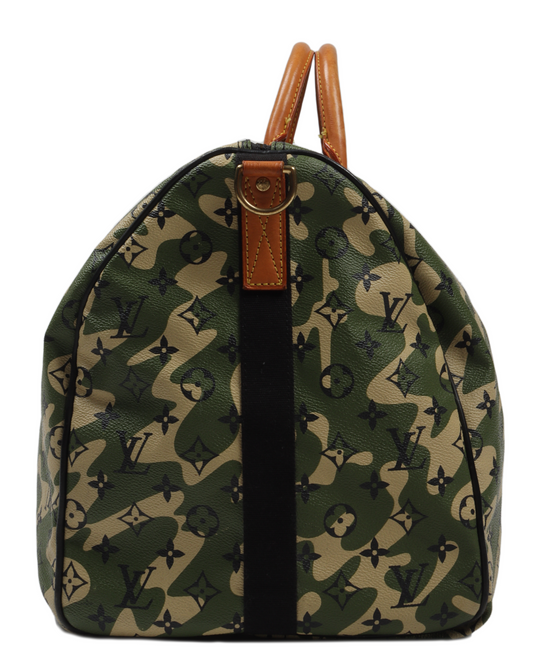 Takashi Murakami Keepall Bandouliere Monogramouflage 55 Green