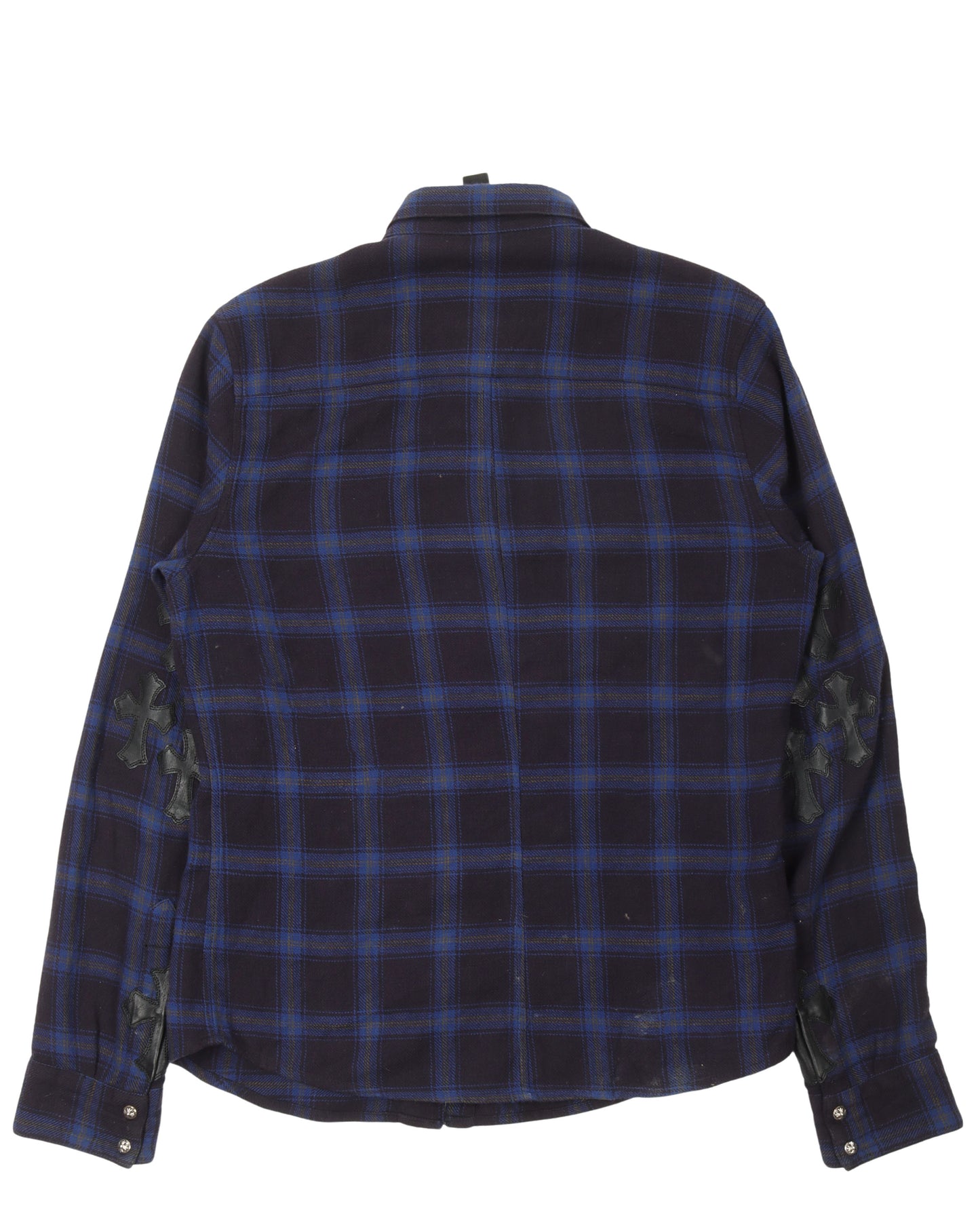 Leather Cross Sleeve Flannel