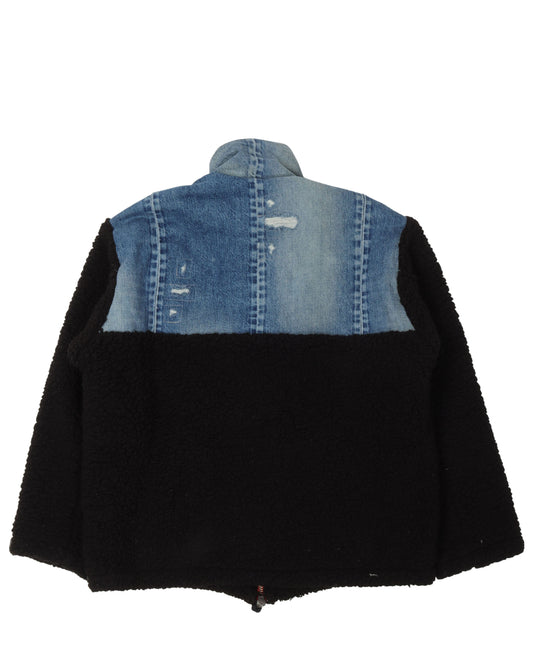 Denim Black Sherpa Hi-Tech Zip Jacket