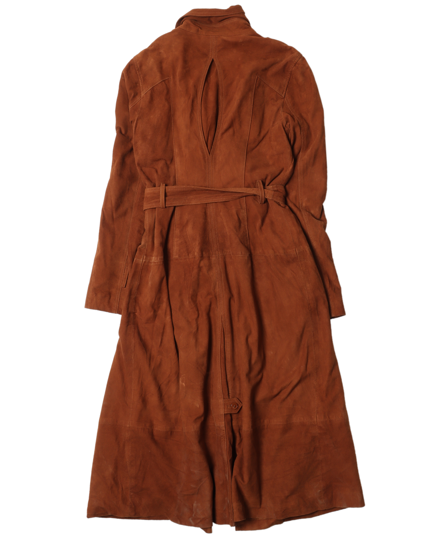 Belted Suede Leather Coat