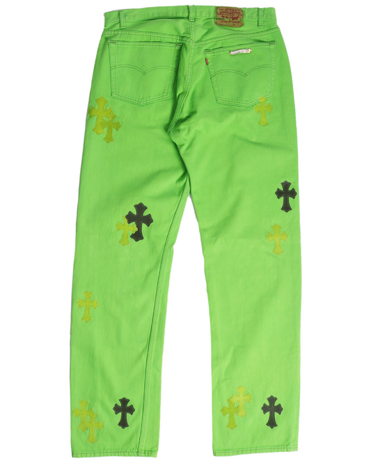 Levi's Cross Patch Denim Sex Records Neon Green