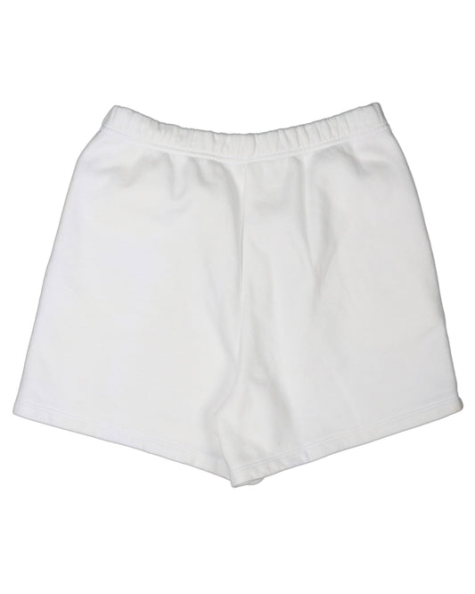 White Leather Patch Cross Sweat Shorts
