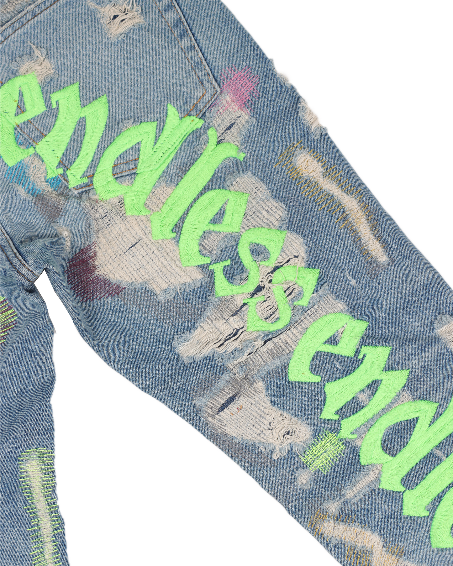 Denim Distressed Jeans Green