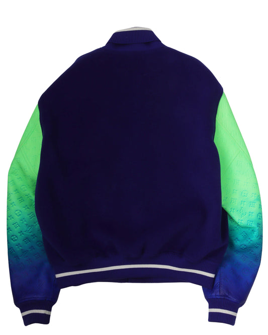 Mix Gradient Leather Bomber Jacket