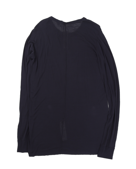 Basic Long Sleeve Silk Blend T-Shirt