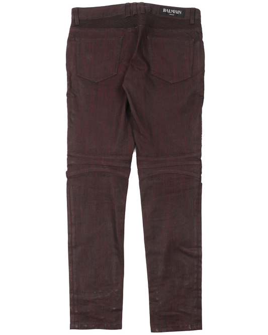 Slim Cut Faded And Ridged Denim