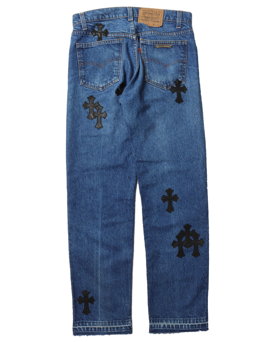 Black Crosses Indigo Jeans