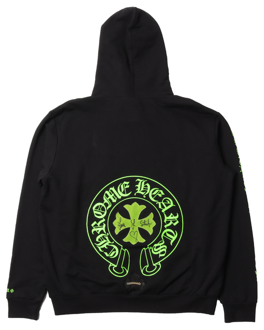 Green Leather Cross Hoodies