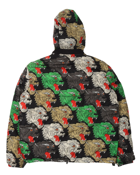 Panther Print Padded Hooded Jacket