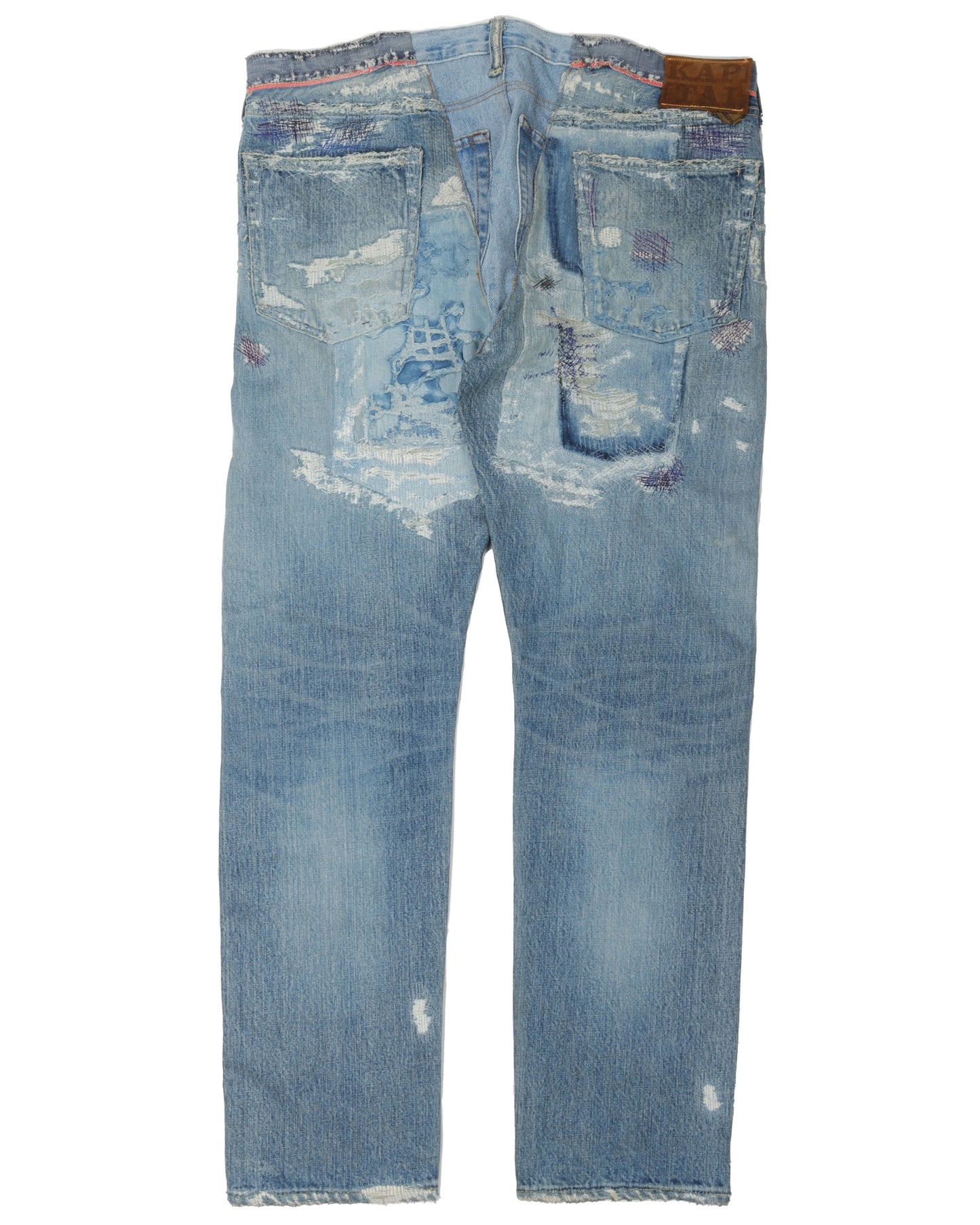 Light Wash Darning Stitch Denim