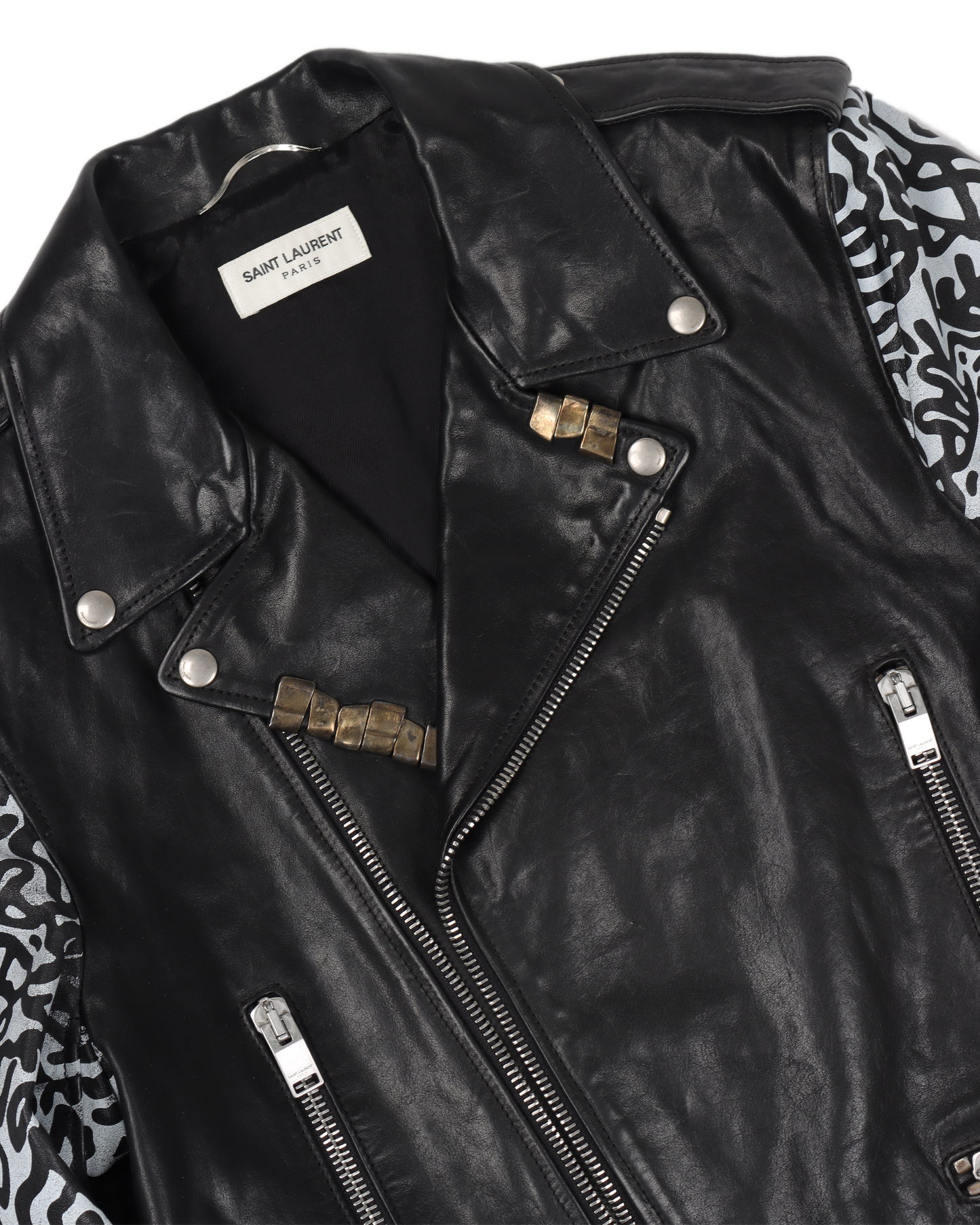 FW13 Sumi Ink Club Graffiti Calf Leather Biker Jacket