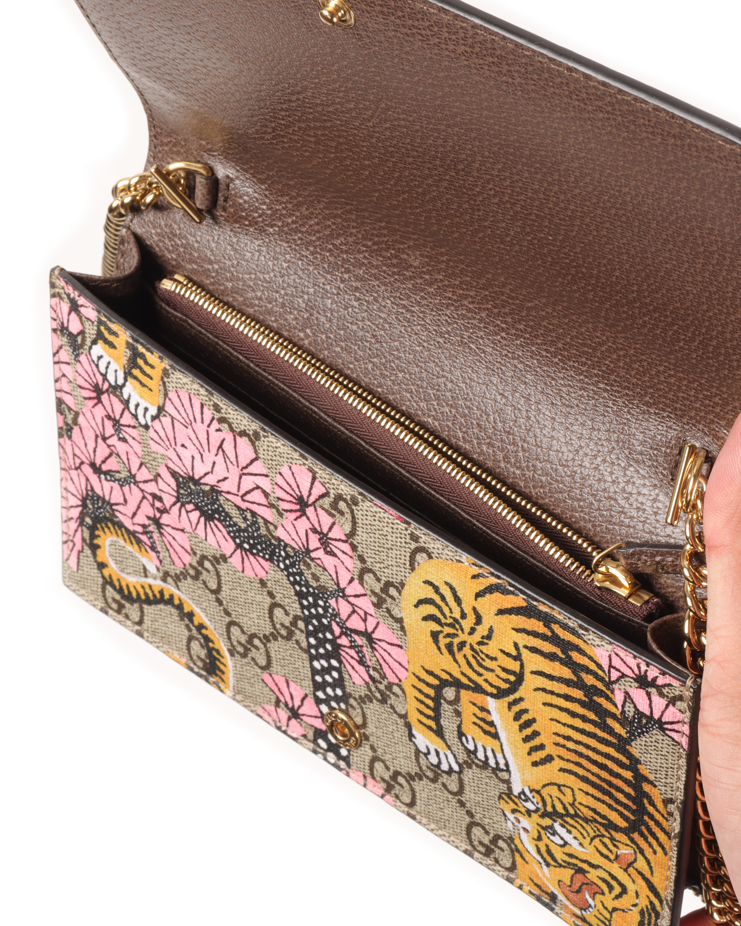 GG Supreme Monogram Bengal Chain Wallet