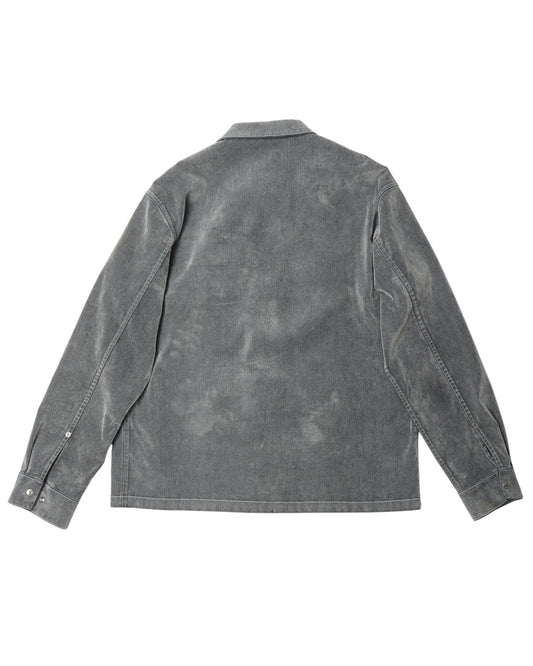 Velour Embroidered Button Up Shirt