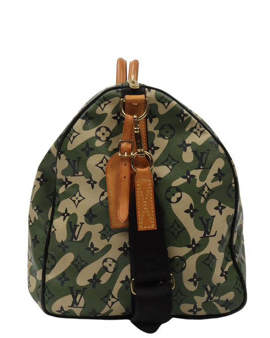 Takashi Murakami Keepall Bandouliere Monogramouflage 55 Green