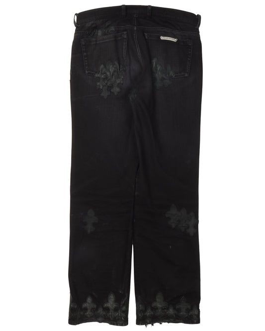Vintage Fleur De Lis Cross Patch Jeans