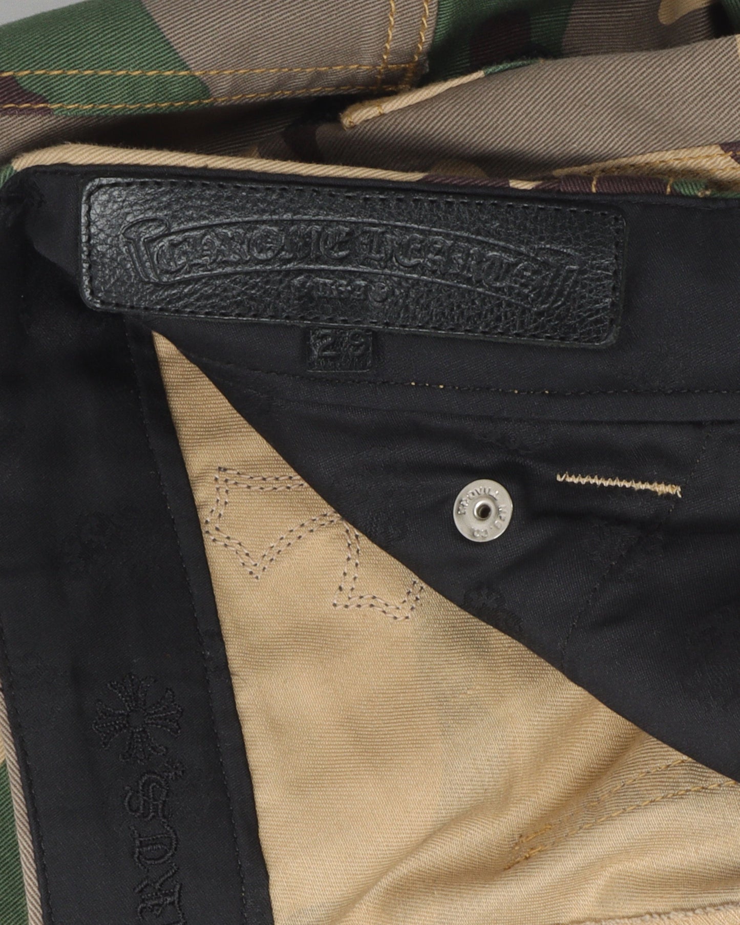 Sex Records Camo Leather Cross Shorts