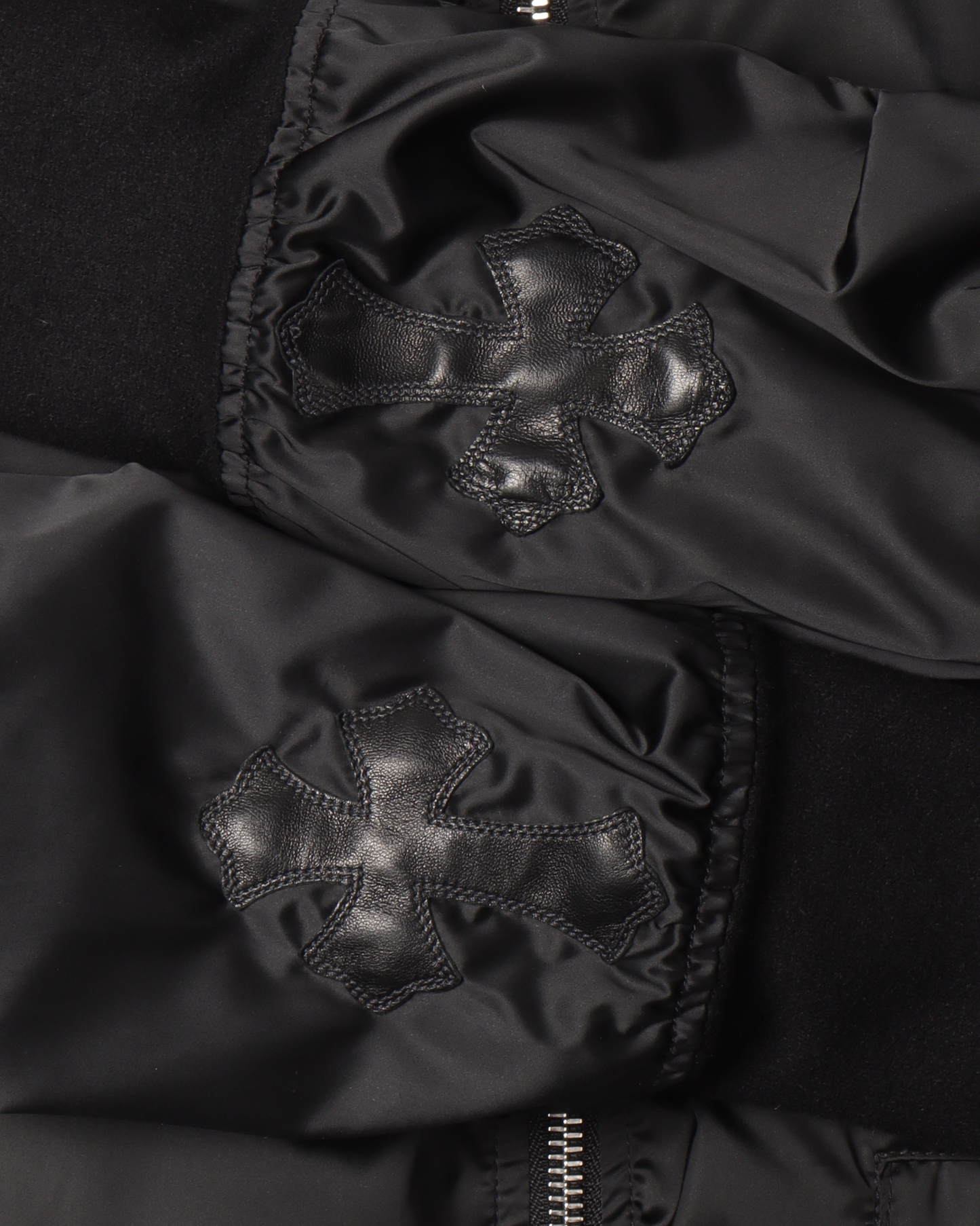 Silk-Lined Cross Patch Bomber Jacket