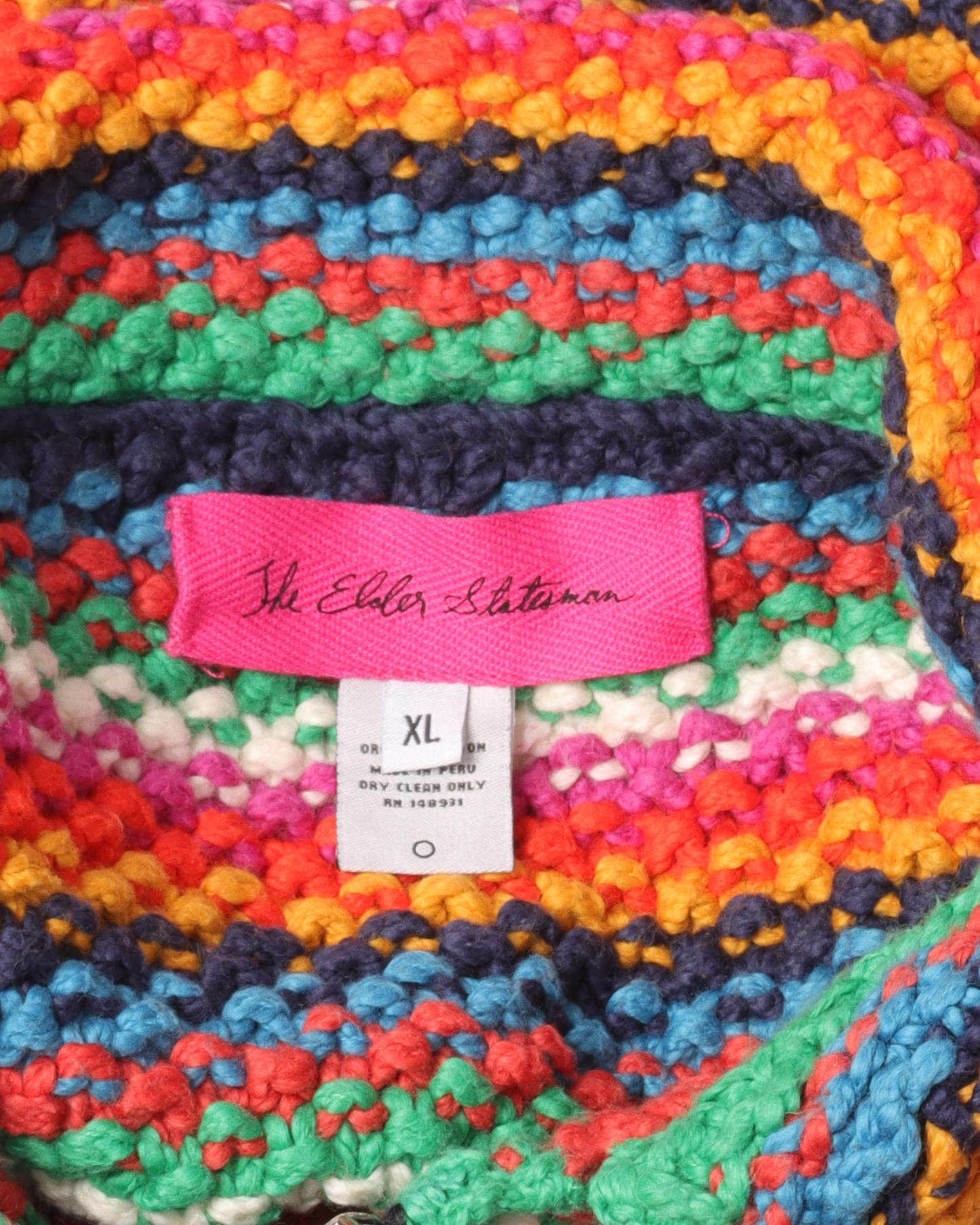 Rainbow Knitted Zip Up Sweater