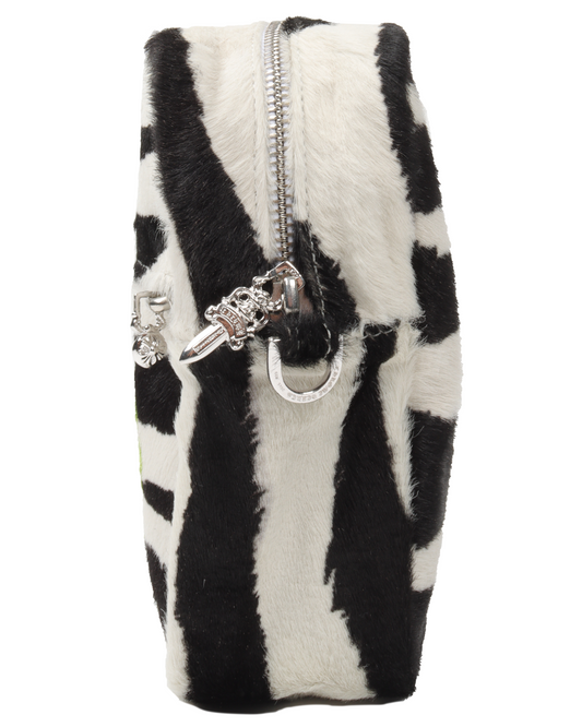 Zebra Phone Pouch Bag With Green Crosses