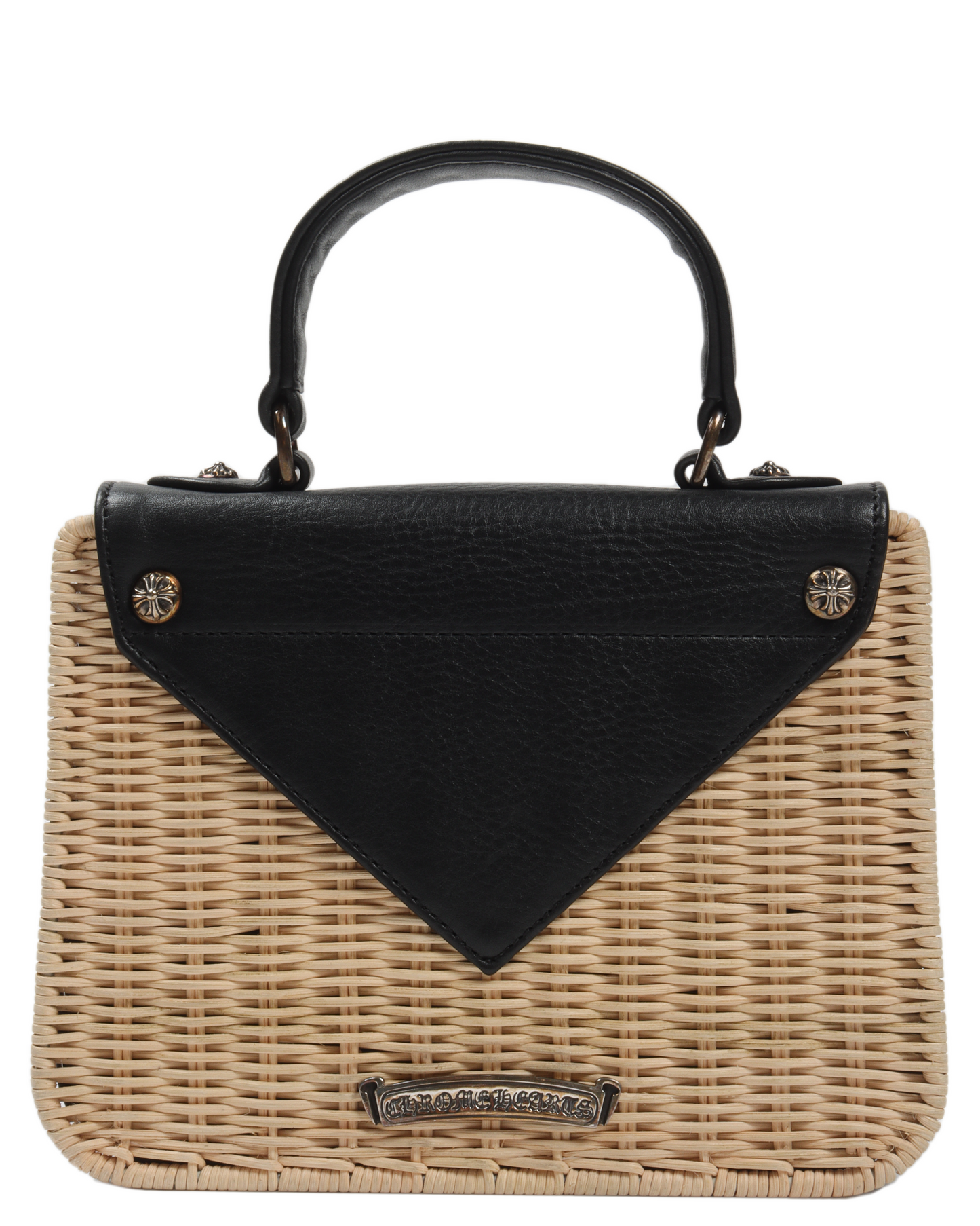 Basket-Weave Leather Accordion Wicker Bag