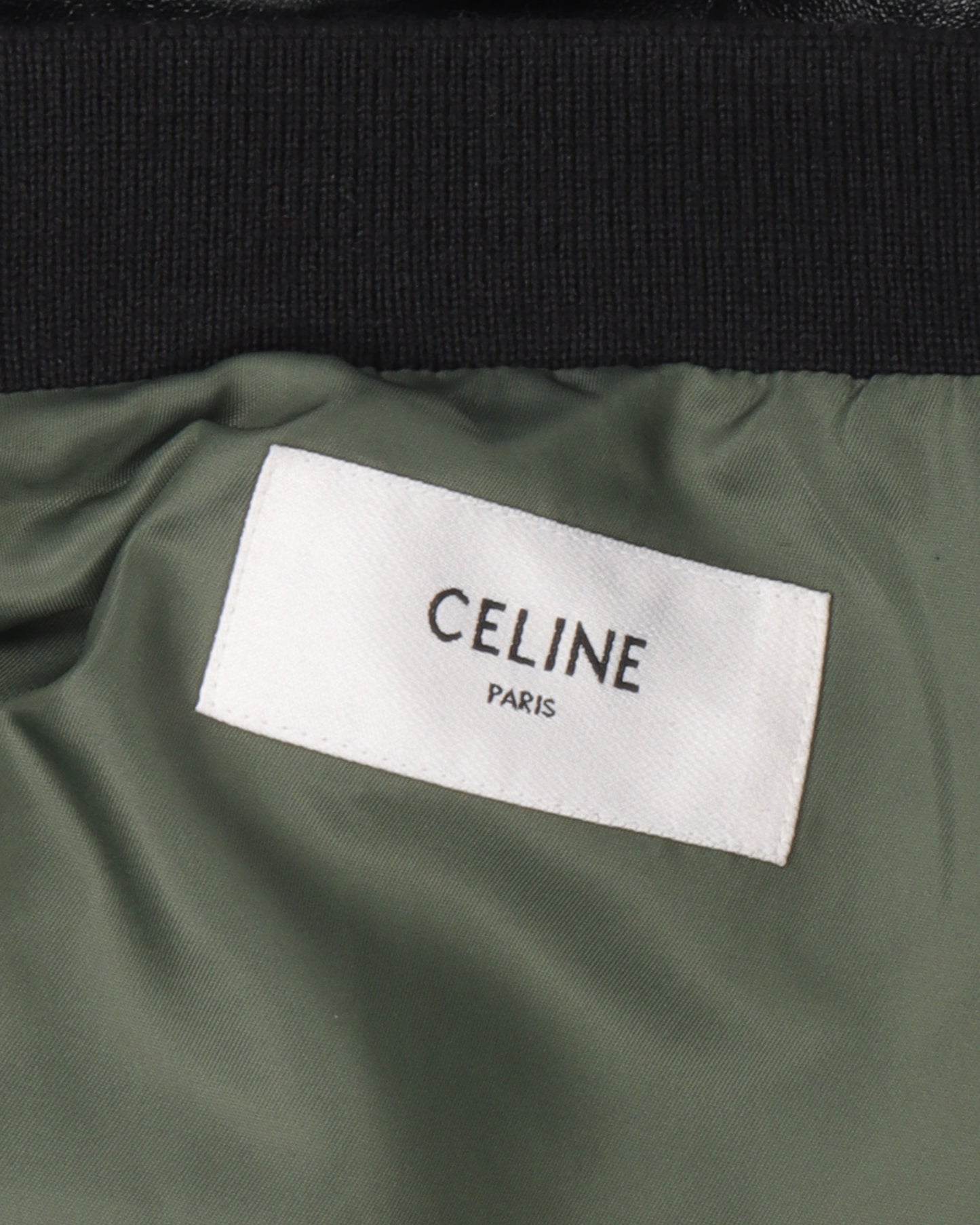 Embossed Logo Leather Bomber Jacket