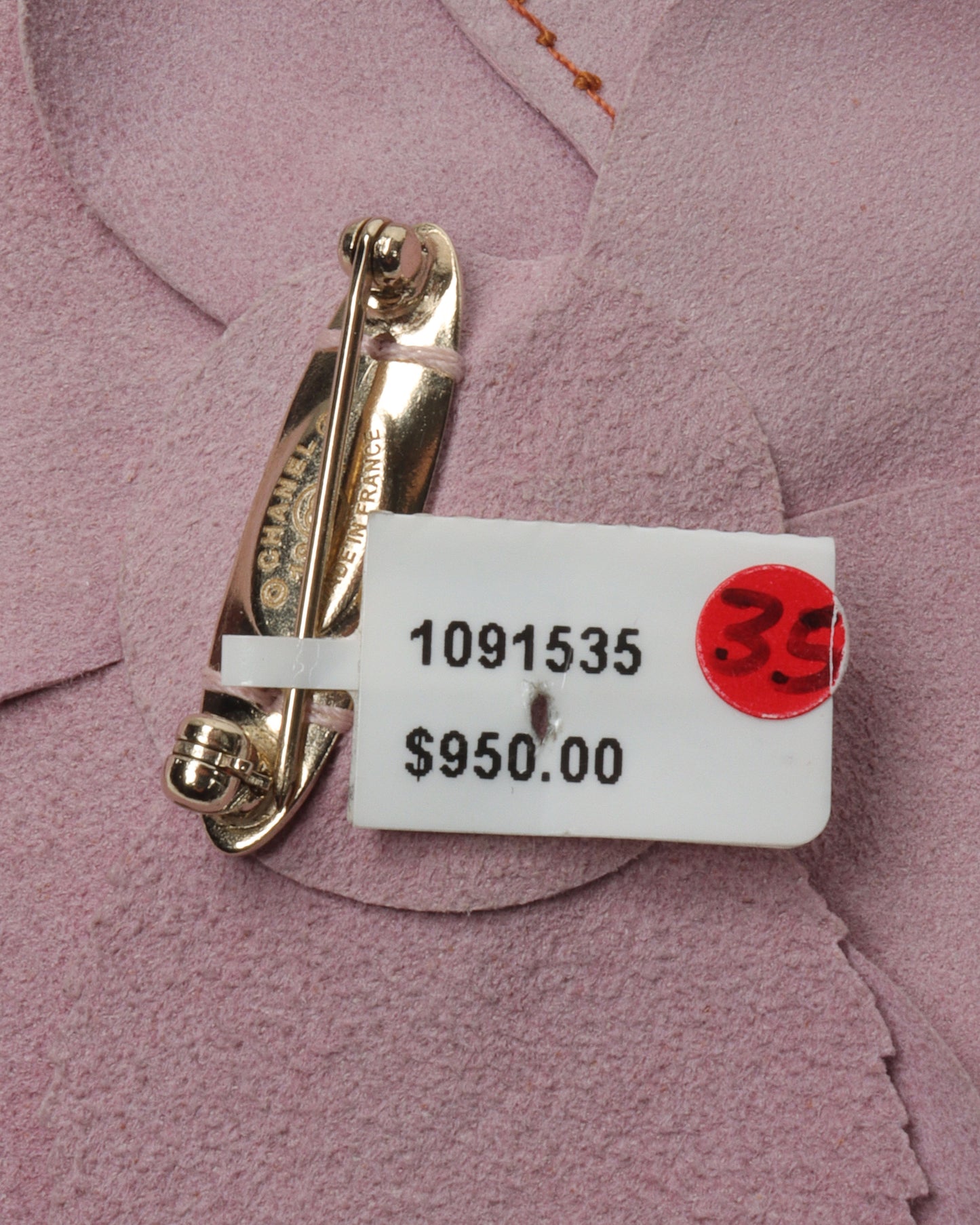 Pink Leather Flower Broach