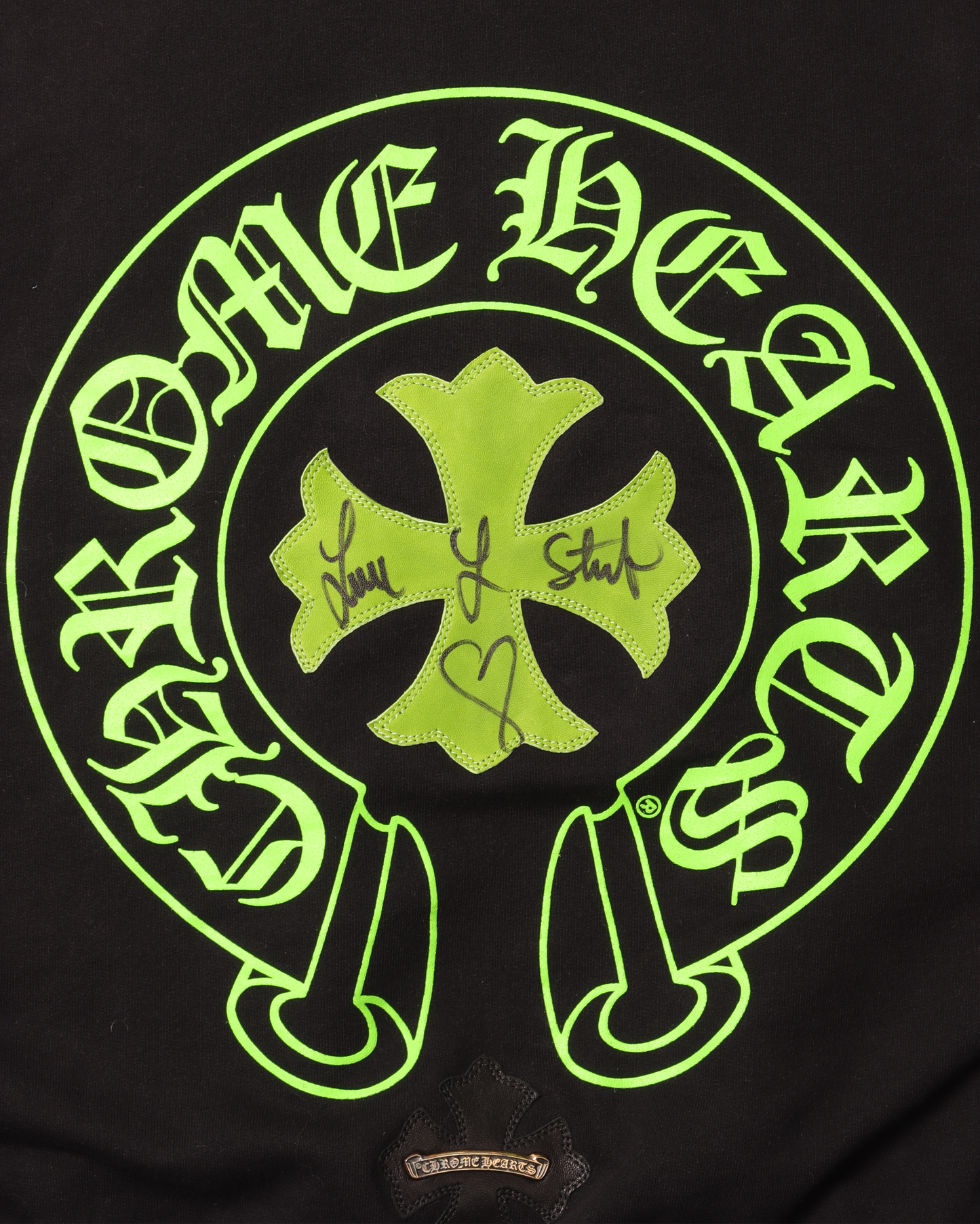 Green Leather Cross Hoodies