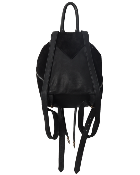 Leather & Suede Drawstring Bucket Backpack