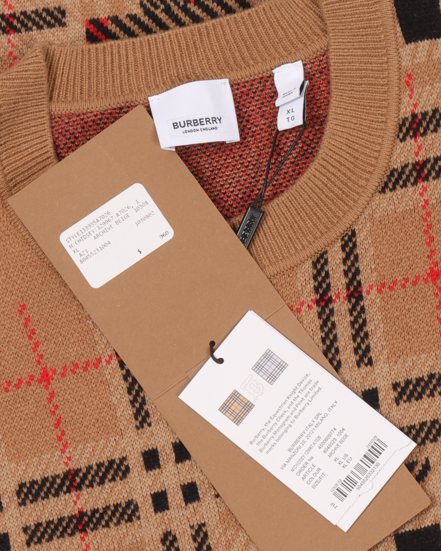 Check-Pattern Jacquard Sweater