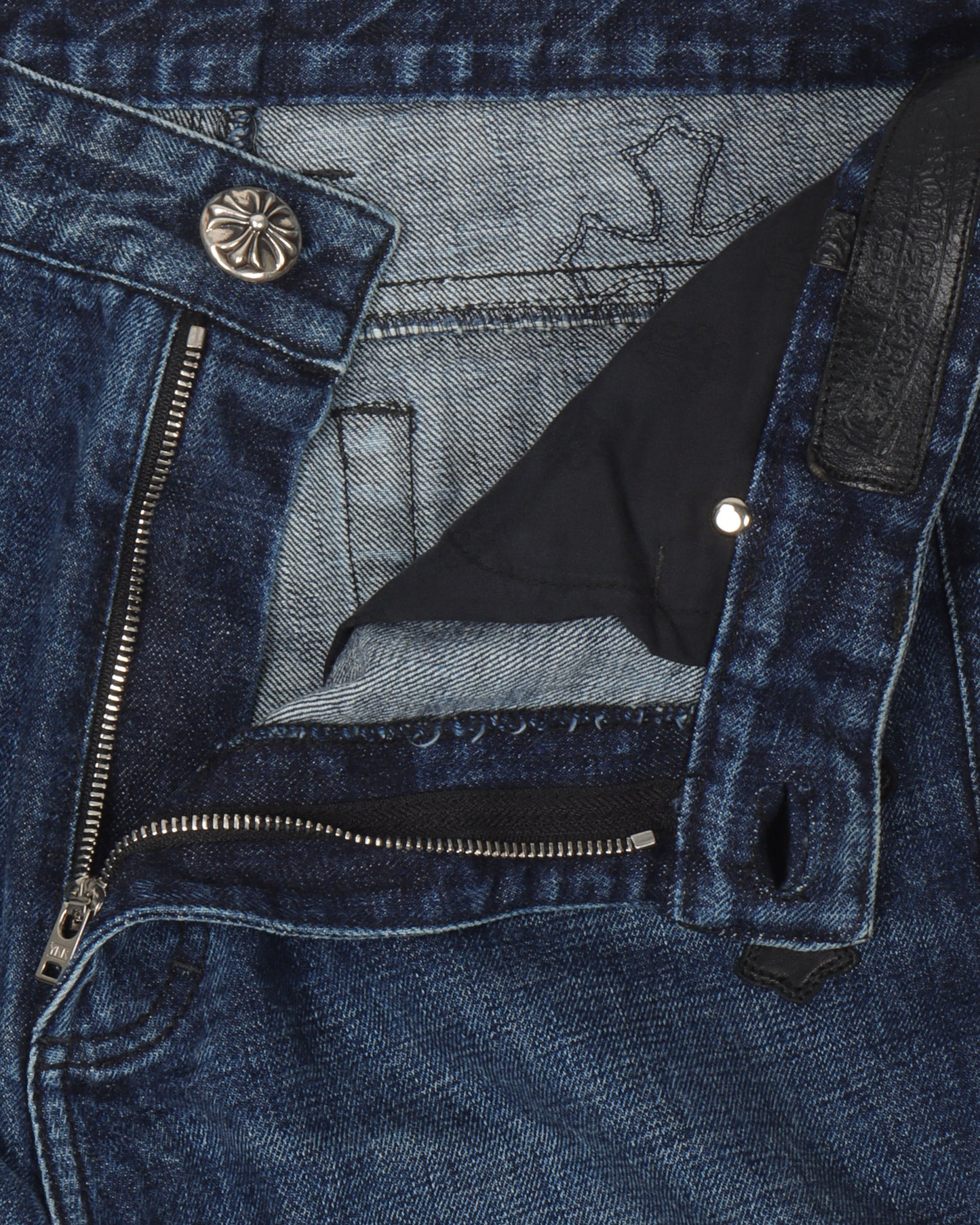 Cross Patch Cut-Off Denim Shorts