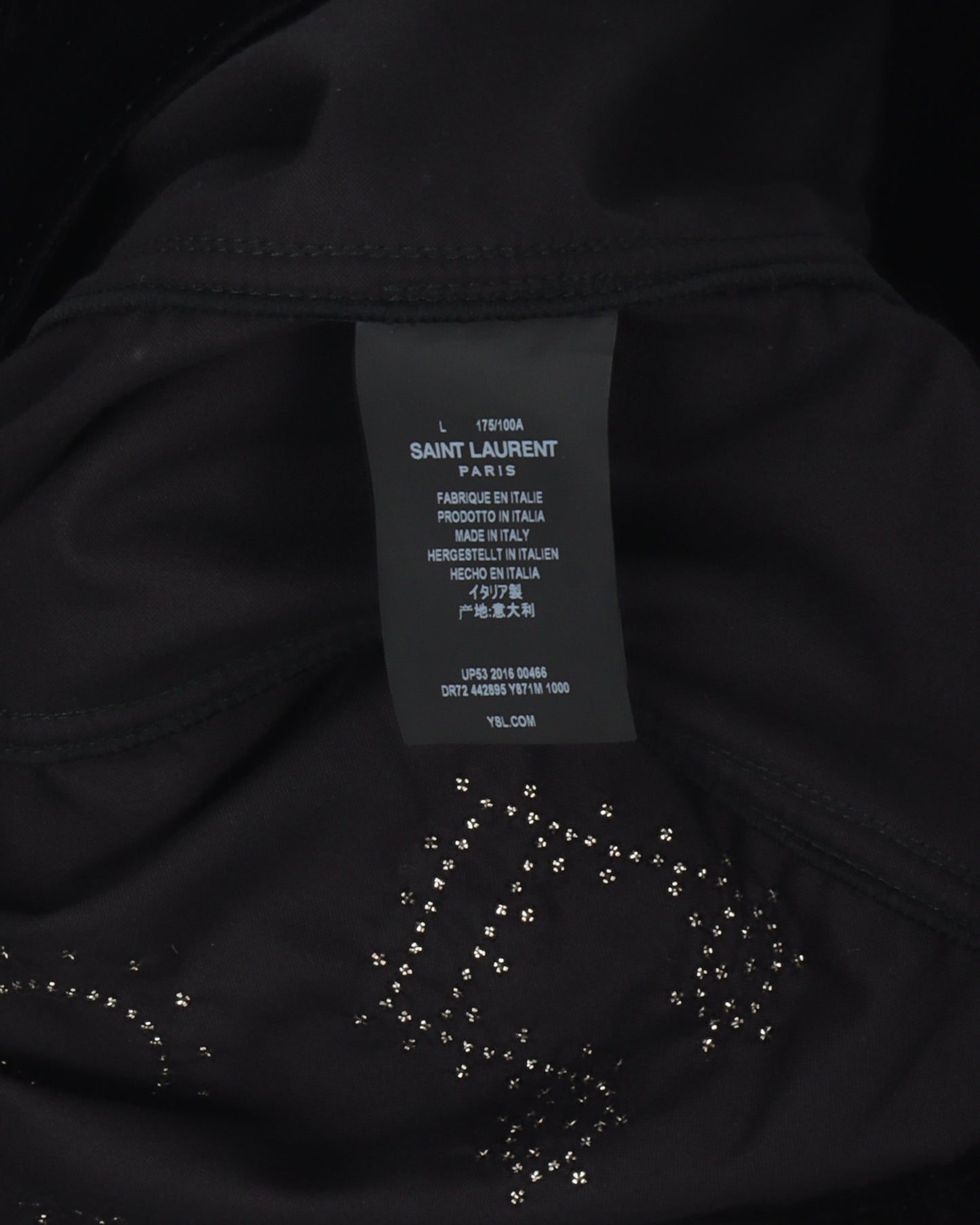 FW16 Black Velvet Music Notes Trucker Jacket