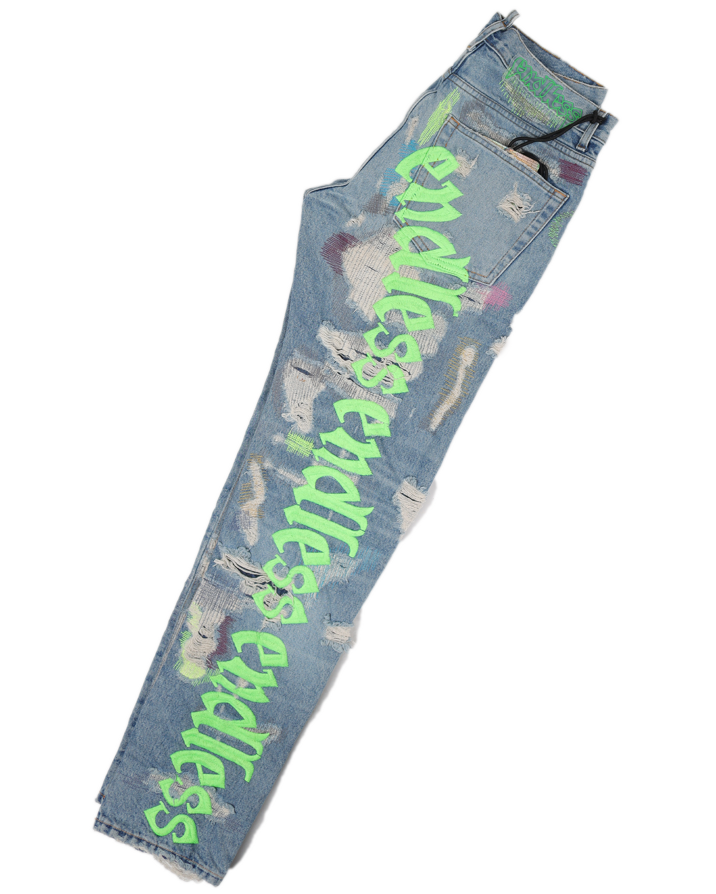 Denim Distressed Jeans Green