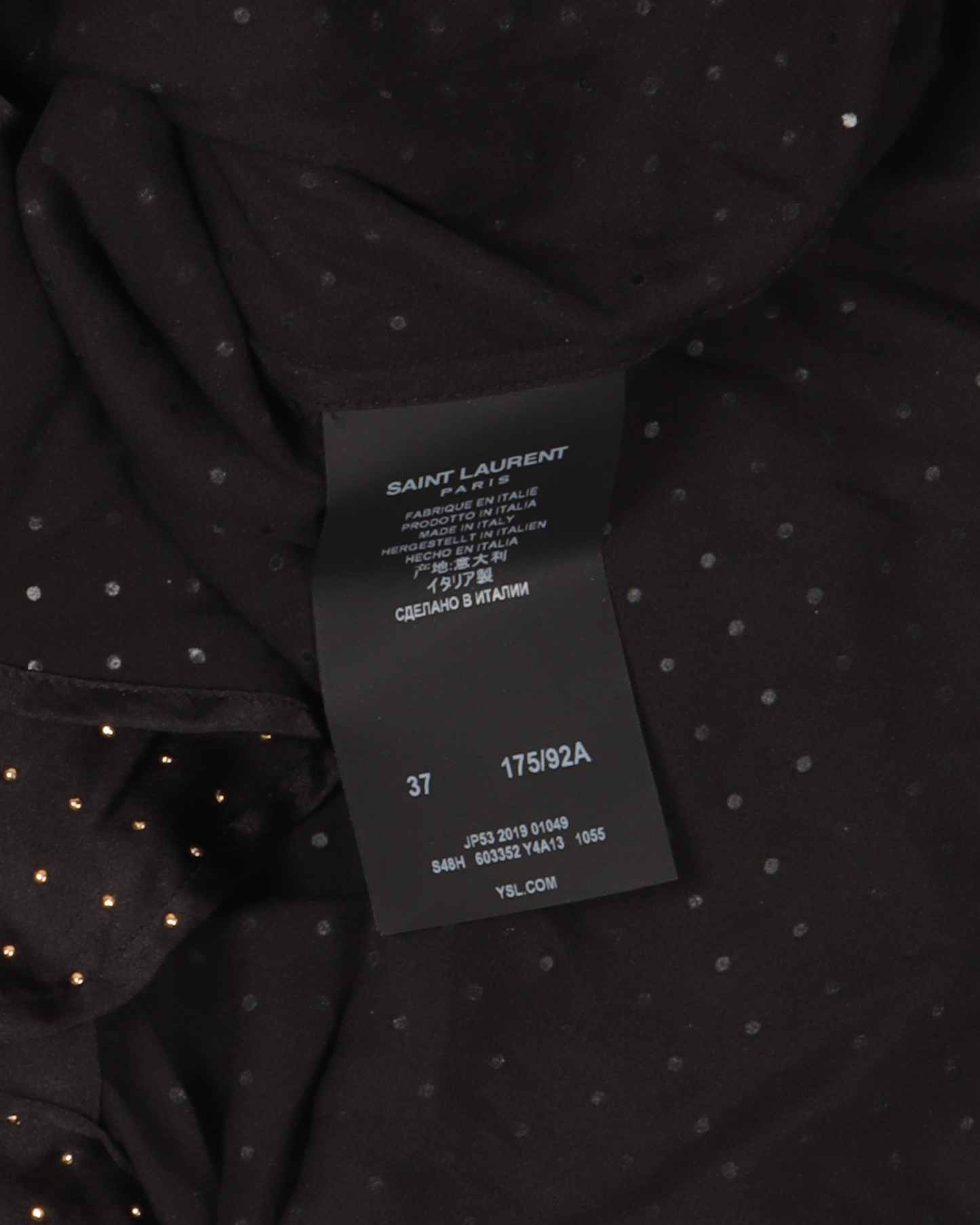 Gold Bead Silk Polka-Dot Shirt